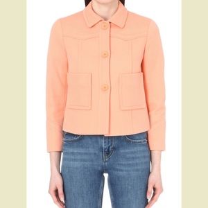 Maje Vadim Orange Sherbet Cropped Jacket Sz Sm